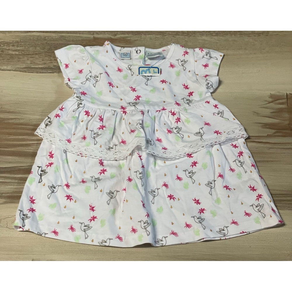NWT Baby Girls Bob der Bar Short Sleeve Cotton Dress White Size 9-12 Month
